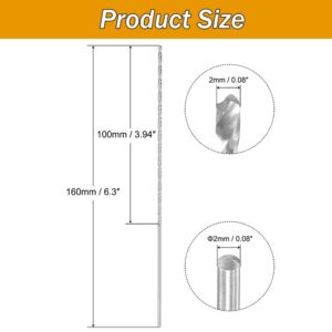 TA-VIGOR 2pcs Extra Long Twist Drill Bits 2mm x 160mm Long Drill Bit with 2mm Diameter HSS(High Speed Steel)-Perfect for Drilling Metal, Copper and Aluminum