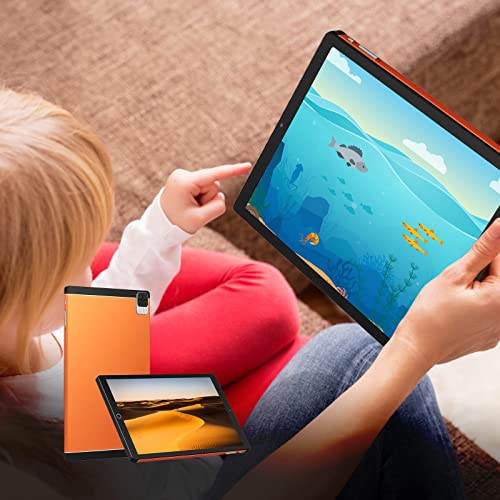 10.1 Inch Four Camera Hd Tablet 1gb+16gb WiFi Bluetooth Android Voice Call Game Learn Online Tablet Supports Sim Communication Function, Front and Rear Dual Cameras 1Pcs (Orange)