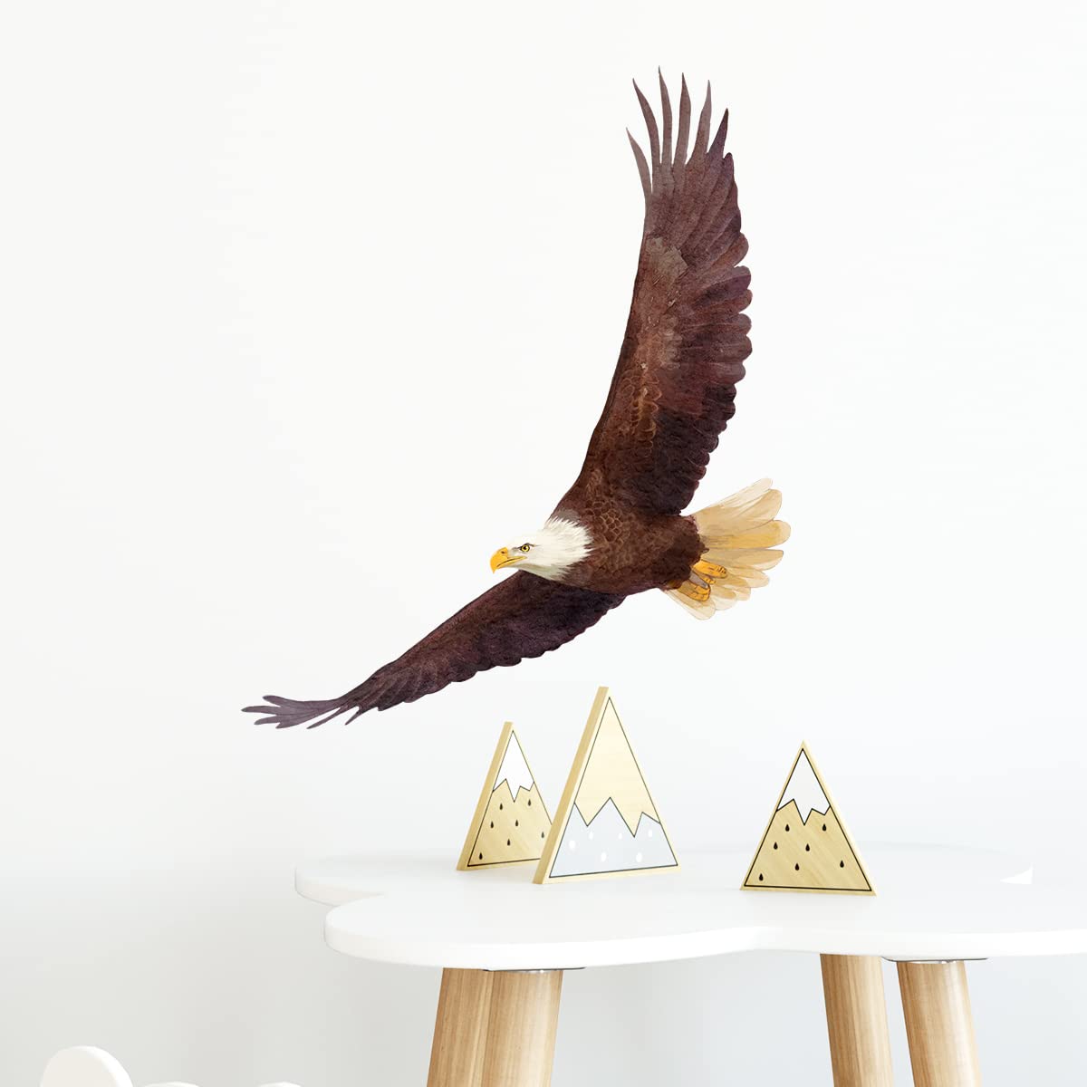 RoyoLam Flying Bald Eagle Wall Decal Nursery Bird of Prey Animal Wall Sticker Removable Peel and Stick Waterproof Wall Art Decor Stickers for Kids Baby Classroom Living Room Playing Room Bedroom