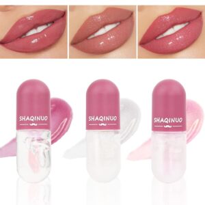 BINGBRUSH 3 Pcs Color Changing Lip Gloss Lip Oil Tinted, Pink Magic Mood Lipstick,Temperature Color Change Lip Stain Lip Balm, Longlasting Lips Will Not Dry Out