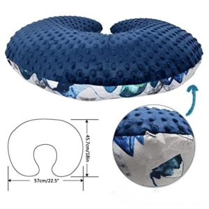 JYPromise Nursing Pillow and Positioner, Breastfeeding, Bottle Feeding, Baby Sitting Support with Removable Ultra Soft Minky Cover, Tummy Time Support for Baby Boys and Girls,Blue