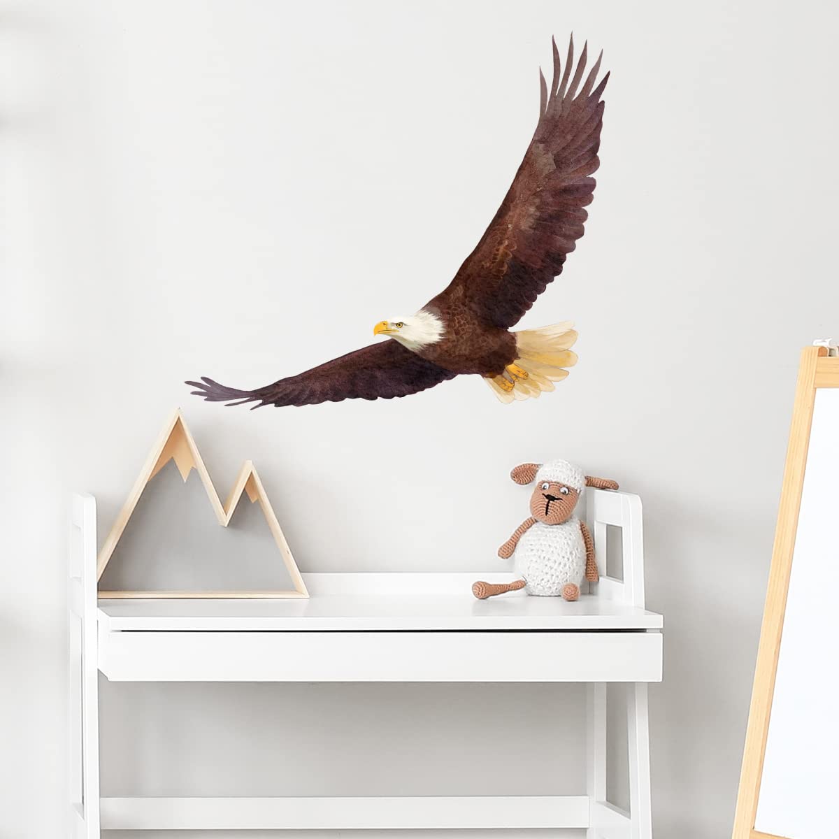 RoyoLam Flying Bald Eagle Wall Decal Nursery Bird of Prey Animal Wall Sticker Removable Peel and Stick Waterproof Wall Art Decor Stickers for Kids Baby Classroom Living Room Playing Room Bedroom