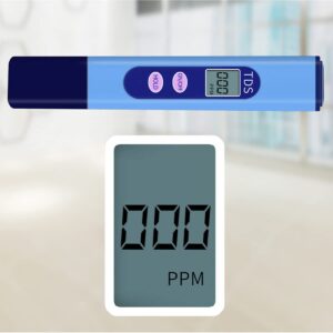 TDS Tester, Electronic Water Meter with 0-9990 PPM Measurement Range Portable for The aquaculture Industry, Swimming Pools, Household tap Water Quality Testing (Blue)