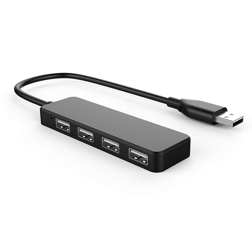 USB Hub, USB Splitter,USB 4-Port Adapter,USB Extender for Laptop, PC, MacBook, Mac Pro, Mac Mini, iMac, Surface Pro and More (Black-USB 2.0/0.3m)