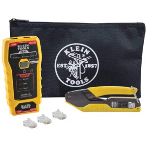 Klein Tools Ethernet Cable Tester, Crimper, and Connector Kit + Klein Tools CAT6 Pass-Thru Modular Data Plug 50-Pack