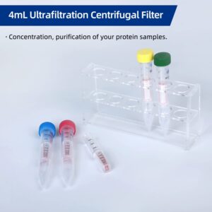 COBETTER Briscale Pack of 15 3kDa Ultra Centrifugal Filter 4mL Ultrafiltration Centrifuge Tube Unit with RC Membrane