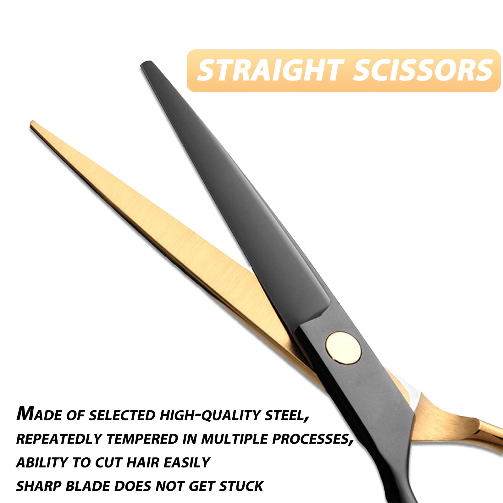 Black Gold Hair Cutting Scissors Professional Stainless Steel Barber Hair Thinning Shears Salon Multifunctional Straight Hair Cutting Shears Teeth Scissors Hair Cutting Scissors Kit for Home Use