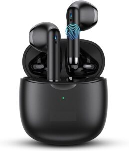 sgnics for wiko voix in-ear earphones headset with mic and touch control tws wireless bluetooth 5.0 earbuds with charging case - black