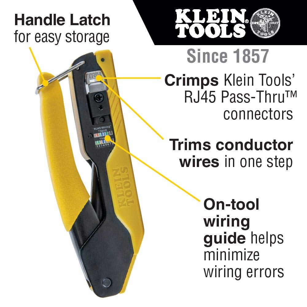 Klein Tools Ethernet Cable Tester, Crimper, and Connector Kit + Klein Tools CAT6 Pass-Thru Modular Data Plug 50-Pack