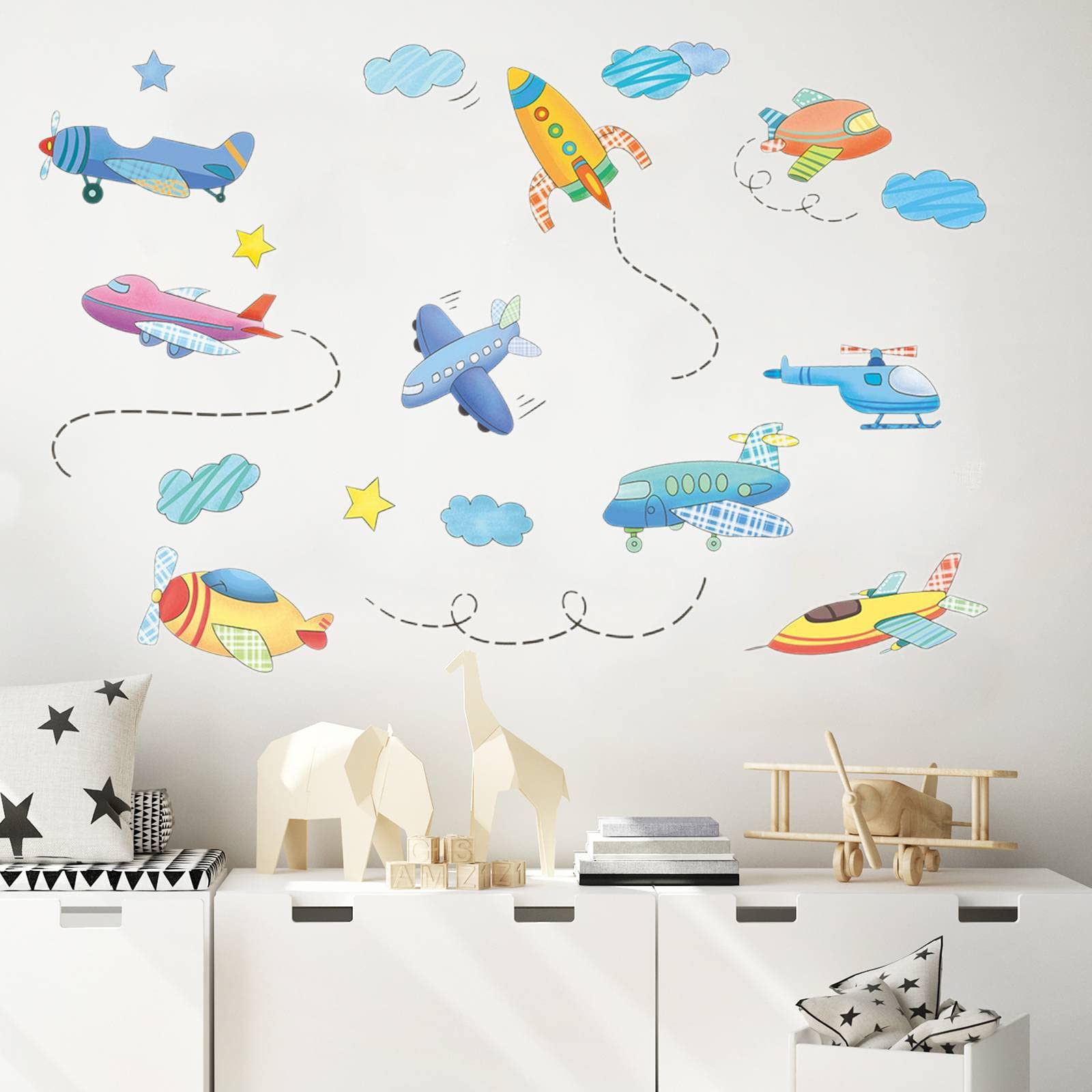 Airplane Wall Decals Plane Wall Stickers for Bedroom Wall Art Mural for Living Room Kids Room Wall Decor