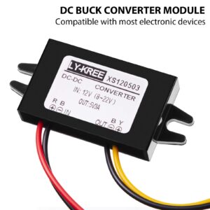 DC Converter 12V to 5V 3A 15W DC Buck Converter Module, DC to DC Reduced Voltage Regulator Car Power Converter Output Power Adapter, Wire Interface (8 Pieces)