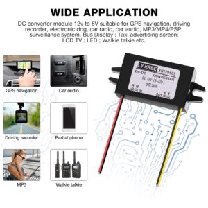 DC Converter 12V to 5V 3A 15W DC Buck Converter Module, DC to DC Reduced Voltage Regulator Car Power Converter Output Power Adapter, Wire Interface (8 Pieces)