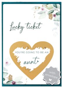 joli coon pregnancy announcement scratch card - you are going to be an aunt - baby announcement with envelope - eucalyptus