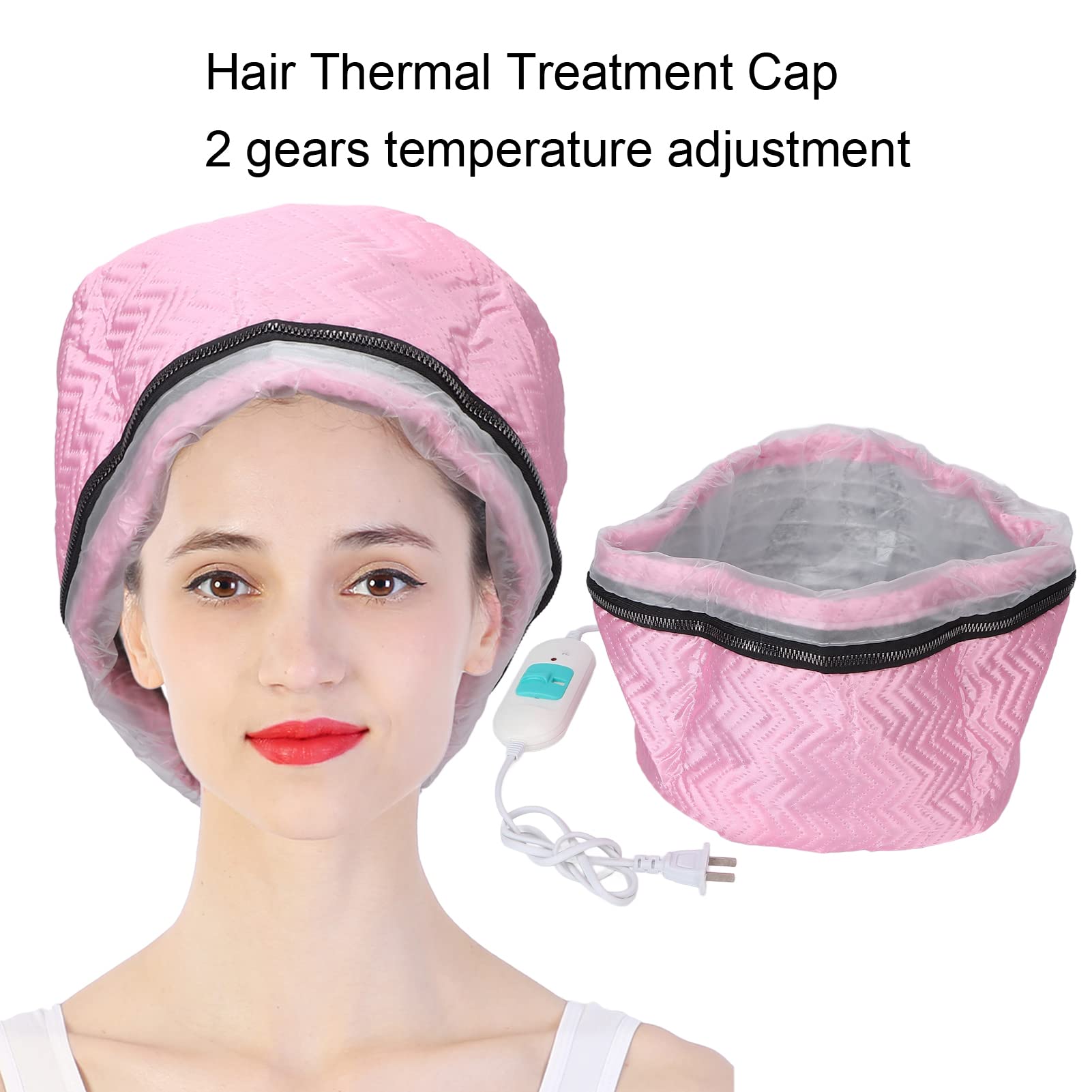 Hair Steamer Cap Hair Thermal Treatment Cap Temperature Adjustable Hot Dye Cap Deep Conditioning Electric Hood for Home Scalp Care,110‑220V,US Plug Valentine's Day