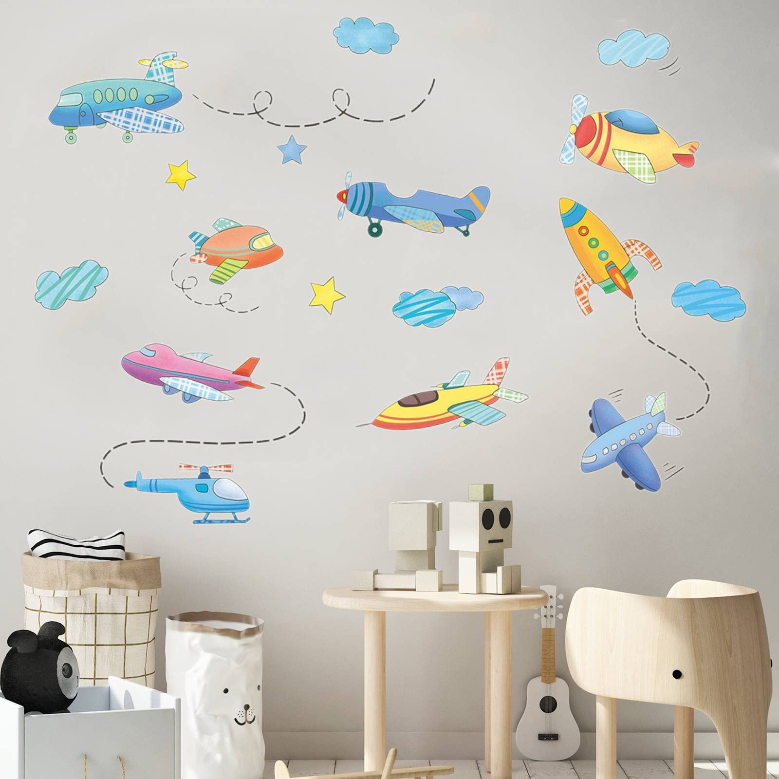 Airplane Wall Decals Plane Wall Stickers for Bedroom Wall Art Mural for Living Room Kids Room Wall Decor