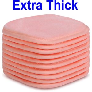 Extra Thick Makeup Remover Cloth (10 pack) Reusable Microfiber Makeup Remover Pads Cotton Rounds Face Pads Eye Makeup Remover Pads Gift Box Packaging for Women 5" X 5" - Pink