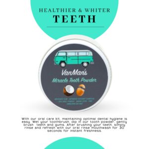 Vanman’s - Miracle Tooth Cleaning Powder Toothpaste - Fluoride-Free Whitening Tooth Powder with Coconut Charcoal, Eggshell Powder - Remineralizing Tooth Powder - 2.5 Ounce