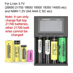 4-Bay 18650 Battery Charger, Test Battery Capacity, LCD Display, Fast Charging, Universal Battery Charger for 3.7V 26650 18650 18350 20650 14500 18500 1.2V AA AAA C SC Size Batteries