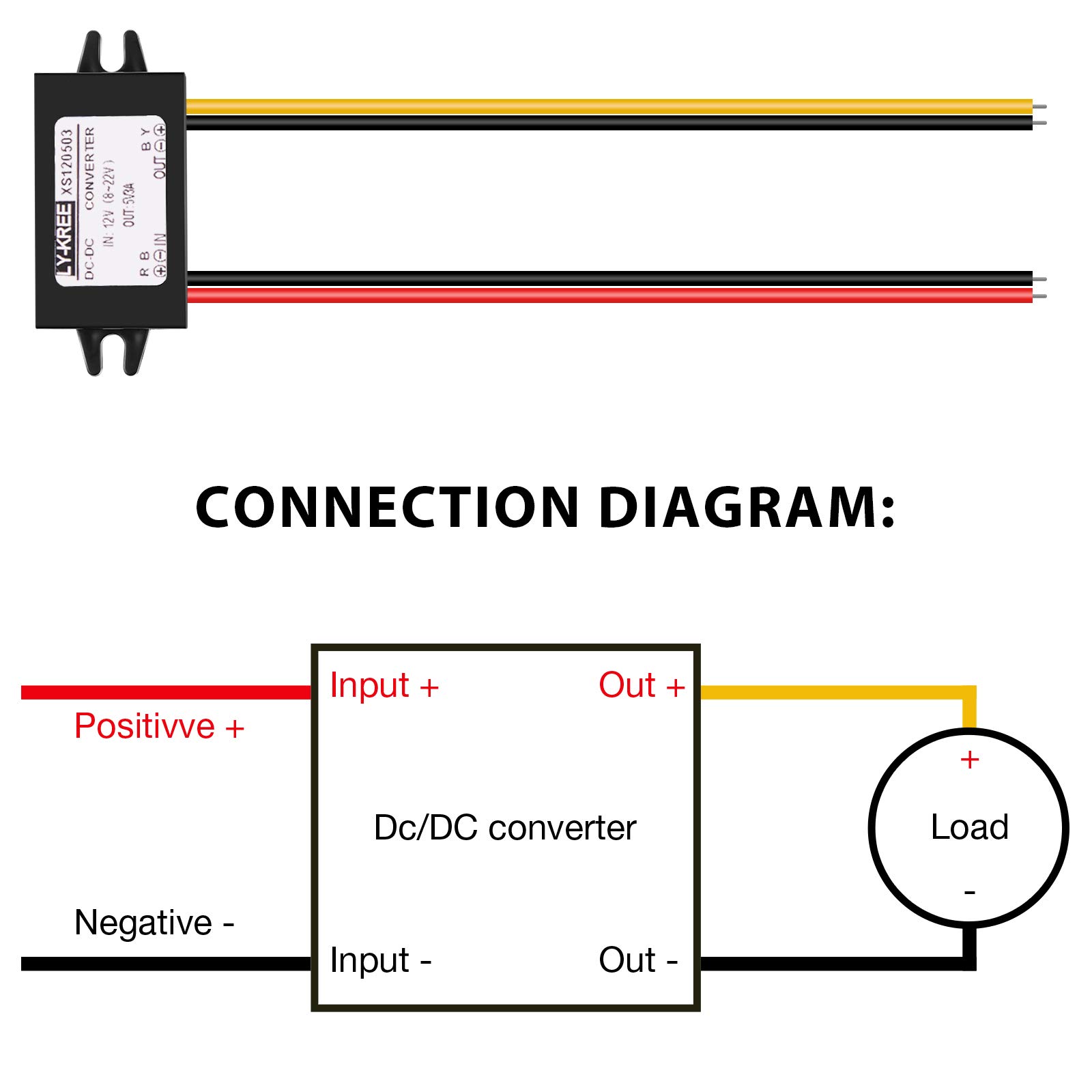 DC Converter 12V to 5V 3A 15W DC Buck Converter Module, DC to DC Reduced Voltage Regulator Car Power Converter Output Power Adapter, Wire Interface (8 Pieces)