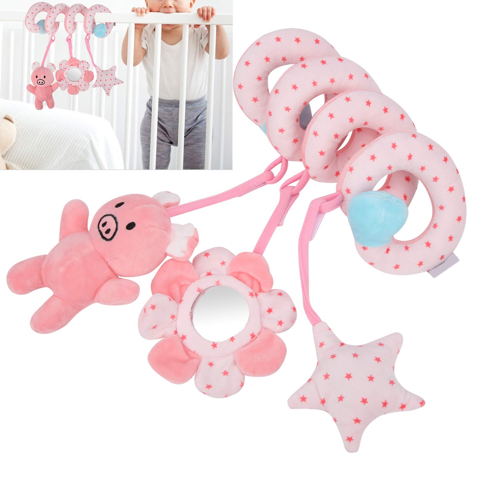 Ejoyous Baby Stroller Hanging Toy, Newborn Pram Crib Plush Toys Infant Spiral Activity Rattle Stroller Car Seat Toy for Babies Boys and Girls()