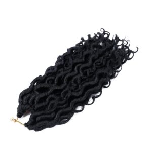 LIYATE Goddess Locs Crochet Hair 12 Inch 6 Packs Faux Locs Crochet Hair for Black Women Pre Looped Soft River Locs Crochet Braids with Curly Hair Bohemian Hippie Locs Synthetic Hair Extensions(1B)