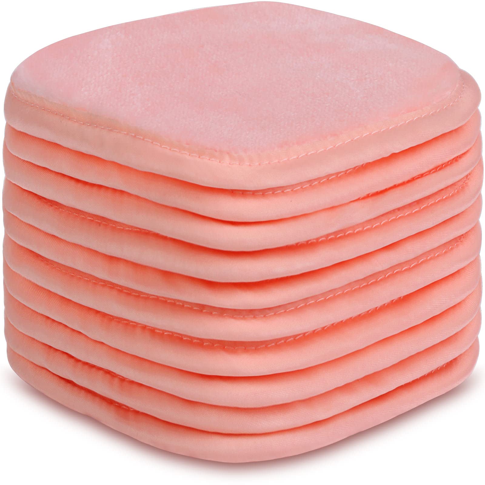 Extra Thick Makeup Remover Cloth (10 pack) Reusable Microfiber Makeup Remover Pads Cotton Rounds Face Pads Eye Makeup Remover Pads Gift Box Packaging for Women 5" X 5" - Pink