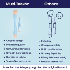 Alleyoop Multi-Tasker 4-in-1 Makeup Brush - All-in-One Multi-Tasking Blending Sponge, Eyeshadow, Eyebrow & Liner, Blush & Bronzer Brush - On-the-Go Makeup Applicator Tool - Vegan & Travel-Friendly