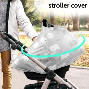 Nursing Cover Breastfeeding, Multi-use Baby Car Seat Covers Boys, Infant Stroller Cover, Stretchy Carseat Canopy, Soft Breathable, Elephant