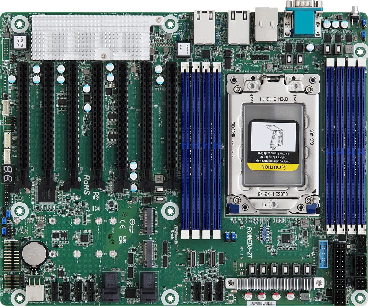 Asrock Rack ROMED8-2T/BCM ATX Server Motherboard AMD EPYC™ 7003 (with AMD 3D V-Cache™ Technology*)/7002 Series Processors SP3 (LGA 4094) Dual 10GbE