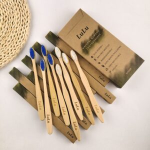 Natural Bamboo Toothbrush - Charcoal Clean Toothbrush for Oral Care Teeth Cleaning - Environmentally Friendly Organic Medium Soft Bristle Brushes