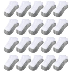 booph 20 pcs boys girls half cushion socks kids low cut socks 6-8 years grey