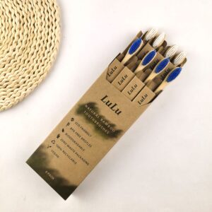 Natural Bamboo Toothbrush - Charcoal Clean Toothbrush for Oral Care Teeth Cleaning - Environmentally Friendly Organic Medium Soft Bristle Brushes