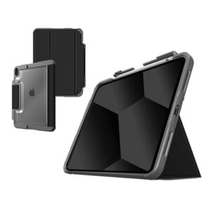 stm dux plus for ipad 10th gen: ultra protective, lightweight with clear back, apple pencil gen 1 holder, battery saving on/off cover. black.