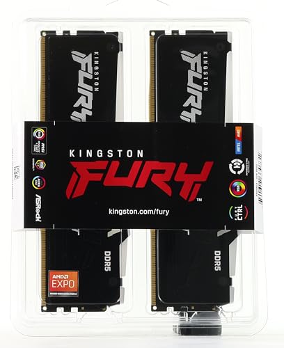 Kingston Fury Beast RGB 32GB (2x16GB) 6000MT/s DDR5 CL36 Desktop Memory Kit of 2 | Infrared Sync Technology | AMD Expo | Plug N Play | KF560C36BBEAK2-32