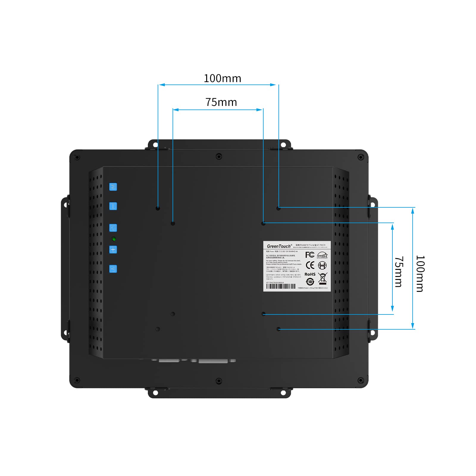 GreenTouch 10.4 inch 10 Points Front Waterproof Industrial Open Frame PCAP Touch Screen LCD Display Monitor 800x600 Black