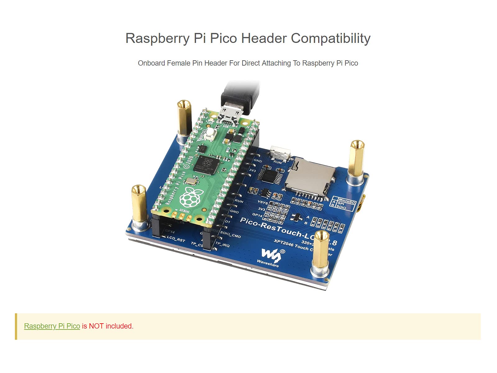 Waveshare 2.8inch Touch Display Compatible with Raspberry Pi Pico