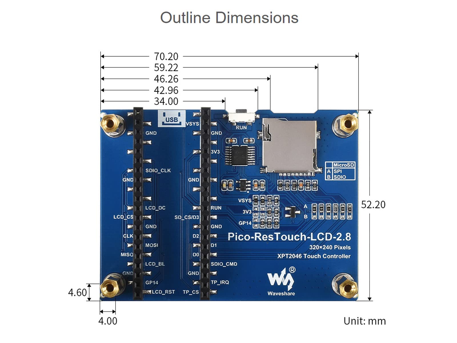 Waveshare 2.8inch Touch Display Compatible with Raspberry Pi Pico