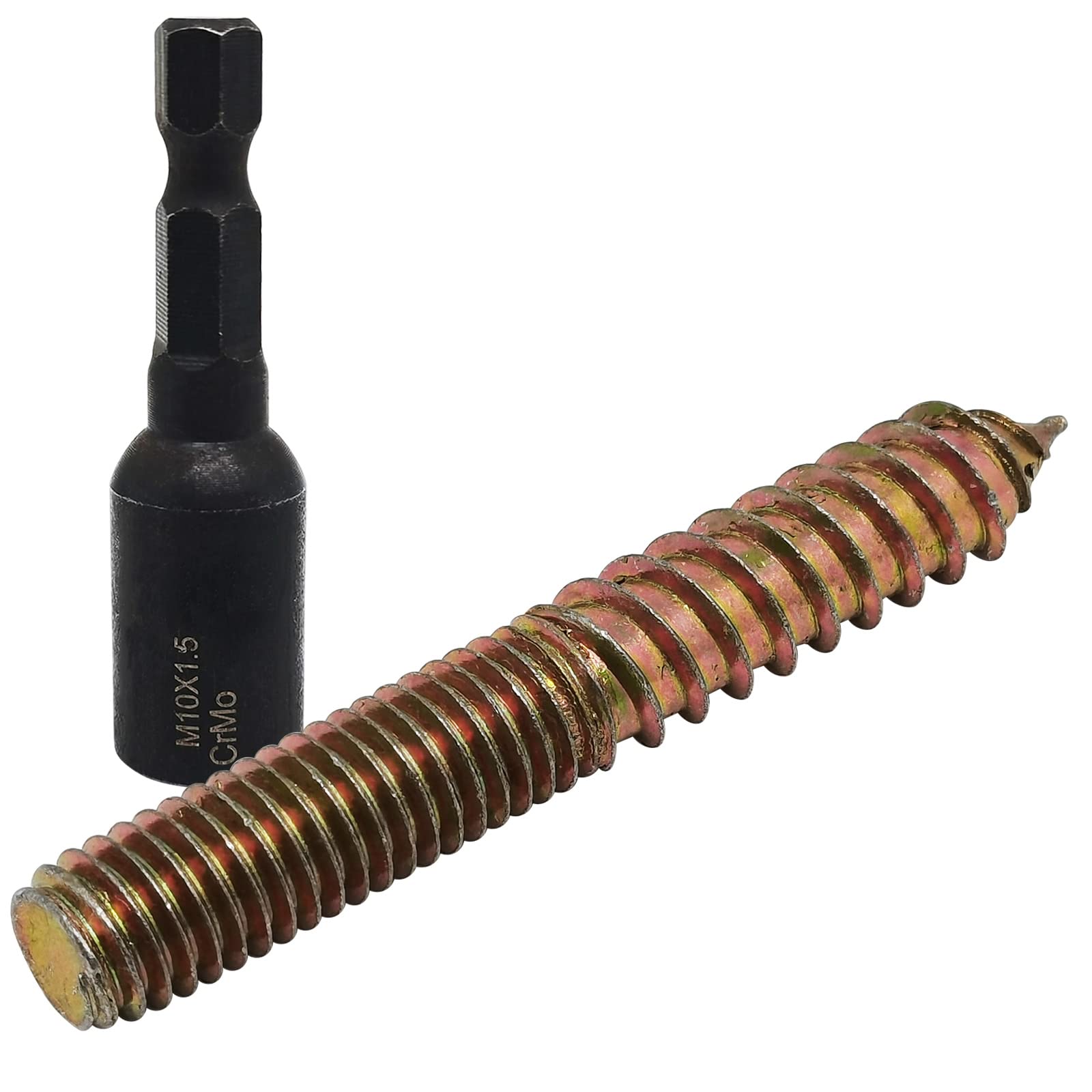 10pcs M10X70mm Double Ended Screws,Dowel Screw for Connecting Wood Wth M10 Hanger Bolt Driver