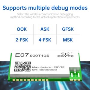 868MHz 915MHz Wireless Module CC1101 MSP430FR2433 E07-900T10S Low Power 10dbm 1.5km UART RSSI IPEX Stamp Hole Secondary Development Air Speed 0.6kbps-500kbps