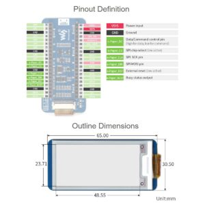 waveshare 2.13inch e-Paper Compatible with Raspberry Pi Pico Red/Black/White Three-Color Display