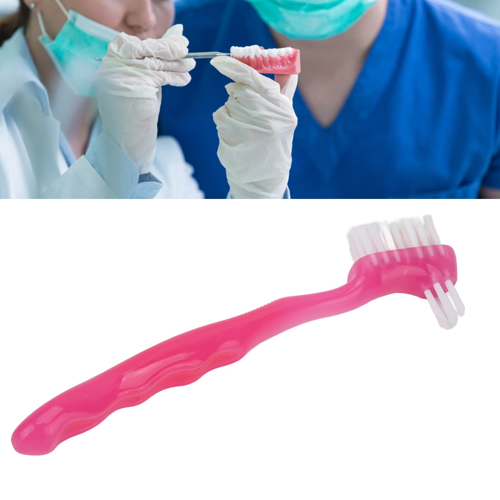 ZJchao False Teeth Cleaning Brush Elderly Portable Plaque Dirt Removal Denture Brush Home Travel()