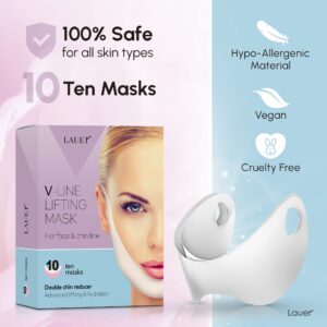 V Shaped Slimming Face Mask Double Chin Reducer V Line Lifting Mask Neck Lift Tape Face Slimmer Patch Chin Strap For Women Jawline Sculptor For Firming and Tightening Skin 5 and 10 Masks Bundle