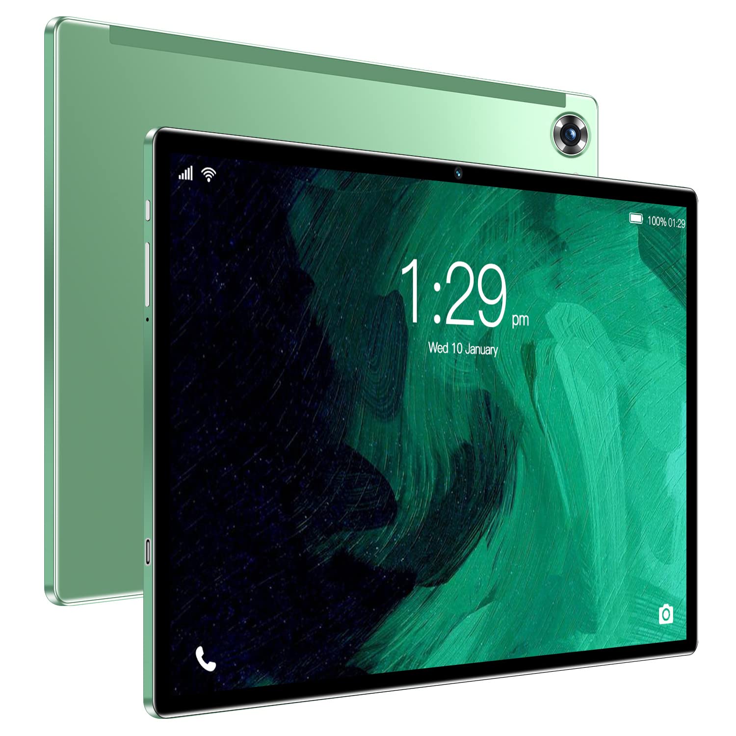 10.1 inch PA13 Tablet, 4+32G Full Screen Tablets with Dual SIM Card Slots, Android 8, 1280x800 HD, WiFi, Bluetooth, GPS, 2MP/5MP Camera (Green)