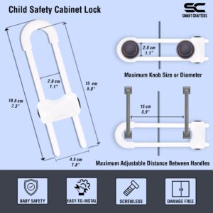 SMART CRAFTERS Child Safety Cabinet Locks - Secure Your Cabinets and Protect Your Kids with these Cabinet Locks for Babies - Organize Your Home Safely - Versatile and Easy-to-Use (Pack of 10, White)