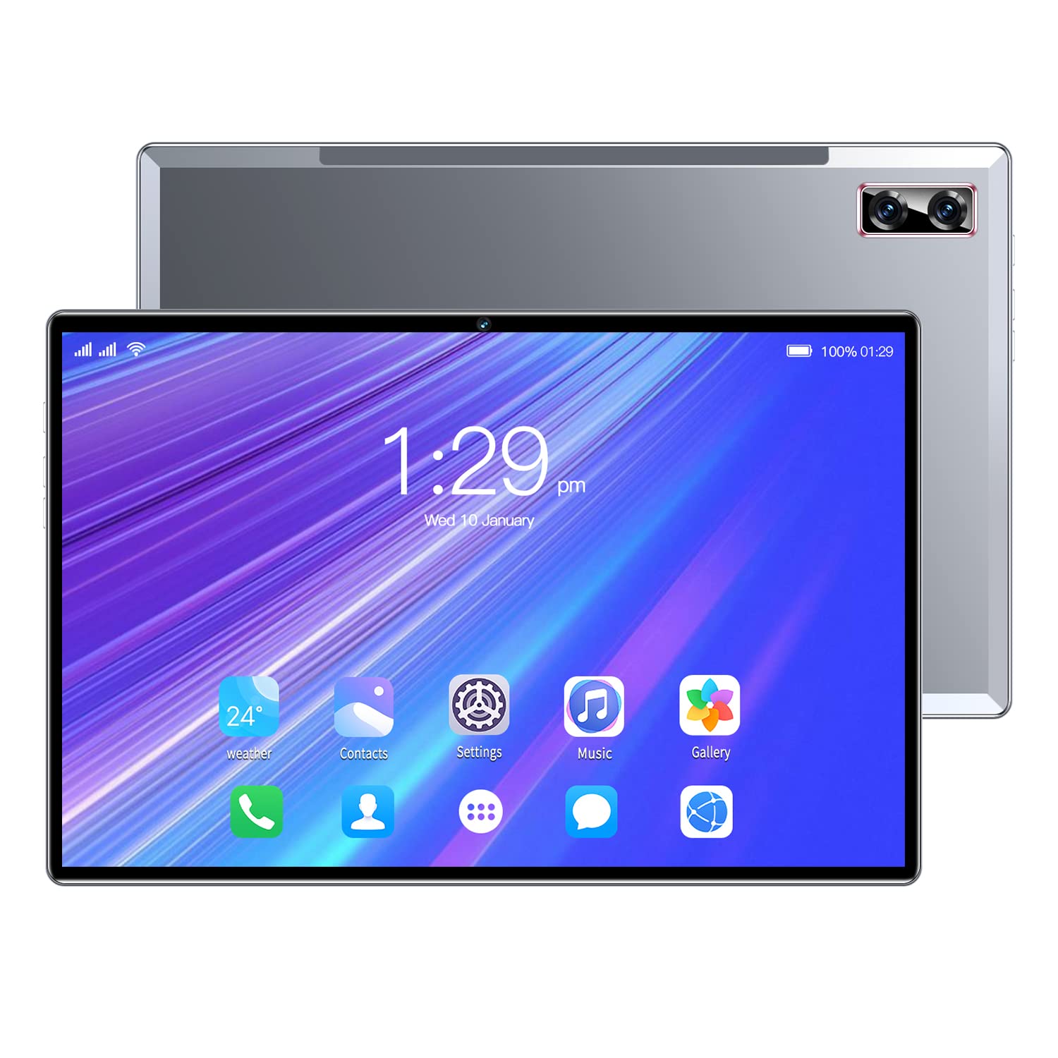 10.1 inch G18 Tablet, 4+32G Full Screen Tablets with Dual SIM Card Slots, Android 8, 1280x800 HD, WiFi, Bluetooth, GPS, 2MP/5MP Camera (Gray)