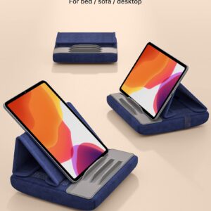 JSAUX Tablet Pillow Stand, Tablet Stand Holder Dock for Lap, Bed and Desk Compatible with iPad Pro 11 10.5 9.7 10.2 Air Mini, Kindle, Tablets, Phones, E-Reader, Books and More 4-11'' devices Navy Blue