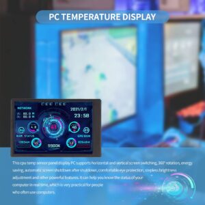 Gugxiom 3.5" Computer Temp Monitor, 320×480 IPS Full Viewing Angle 360° Rotatable PC Temperature Display Screen, CPU Hardware Temperature Monitor for Windows Only