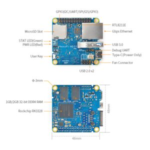 FriendlyElec NanoPi NEO3 1GB/2GB DDR4 RK3328 Cortex A53 Quad-core 64-bi Support Linux Ubuntu Core Upgrade Nanopi NEO2 (2GB Ram, NEO3 Case Kit)