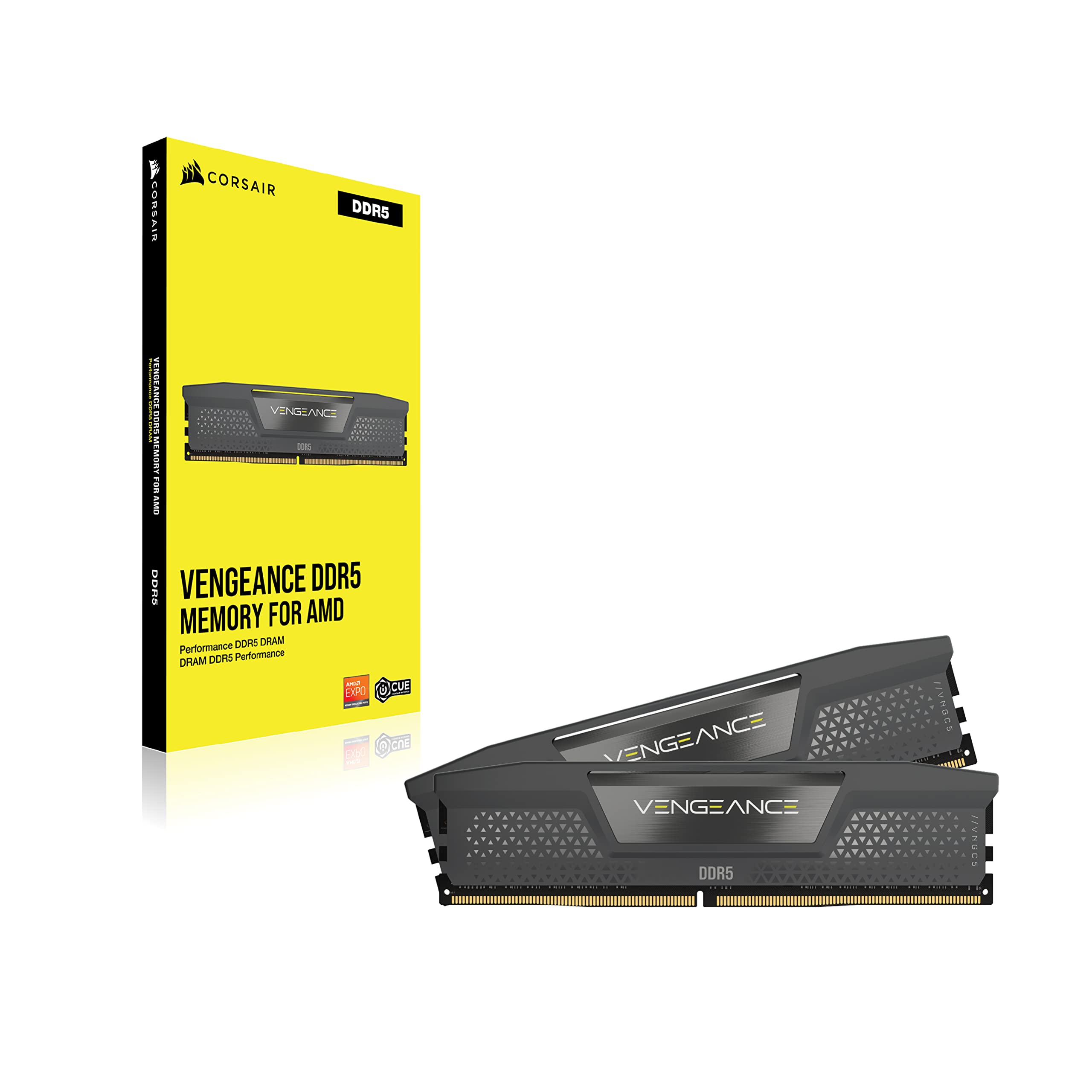 CORSAIR VENGEANCE DDR5 64GB (2x32GB) DDR5 5600MHz CL40 AMD EXPO Intel XMP iCUE Compatible Computer Memory – Gray (CMK64GX5M2B5600Z40)