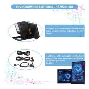 Gugxiom 3.5" Computer Temp Monitor, 320×480 IPS Full Viewing Angle 360° Rotatable PC Temperature Display Screen, CPU Hardware Temperature Monitor for Windows Only